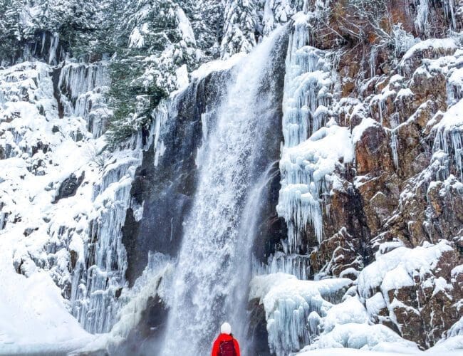 Franklin Falls frozen winter trail